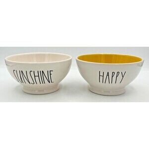 Rae Dunn Dessert Snack Bowl Happy Sunshine Magenta Artisan Collection Set of 2‎